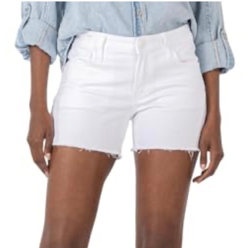 KUT from the Kloth Gidget White Fray Short Plus Size‎ 16 Denim Cutoff